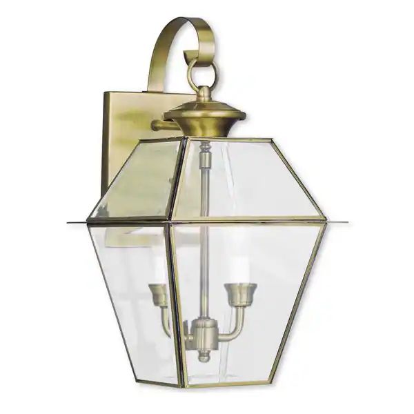 Livex Lighting Westover Antique Brass 2-light Outdoor Wall Lantern | Bed Bath & Beyond