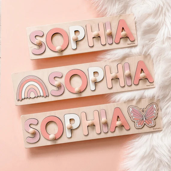 Name Puzzle Girl - Wooden Toy with Butterfly at extra charge - Kids Name Sign - Customized Puzzle | Etsy (US)