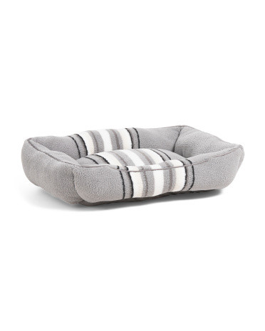Memory Foam Stripe Sherpa Cuddler Pet Bed | TJ Maxx