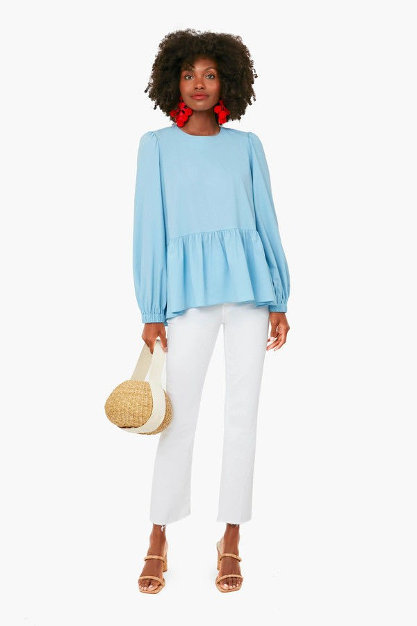 Sky Blue Carlota Peplum Blouse | Tuckernuck (US)
