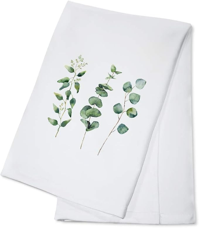 Watercolor Eucalyptus Branches Illustration A-91498 (100% Cotton Kitchen Towel) | Amazon (US)
