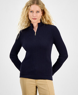 Women's Cotton Mock-Neck Sweater, Online Only | Macy's