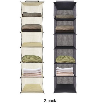 J&V TEXTILES Hanging Closet Organizer, Closet Hanging Storage Shelves, Grey/Beige 2-Pack (6-Shelf) | Target