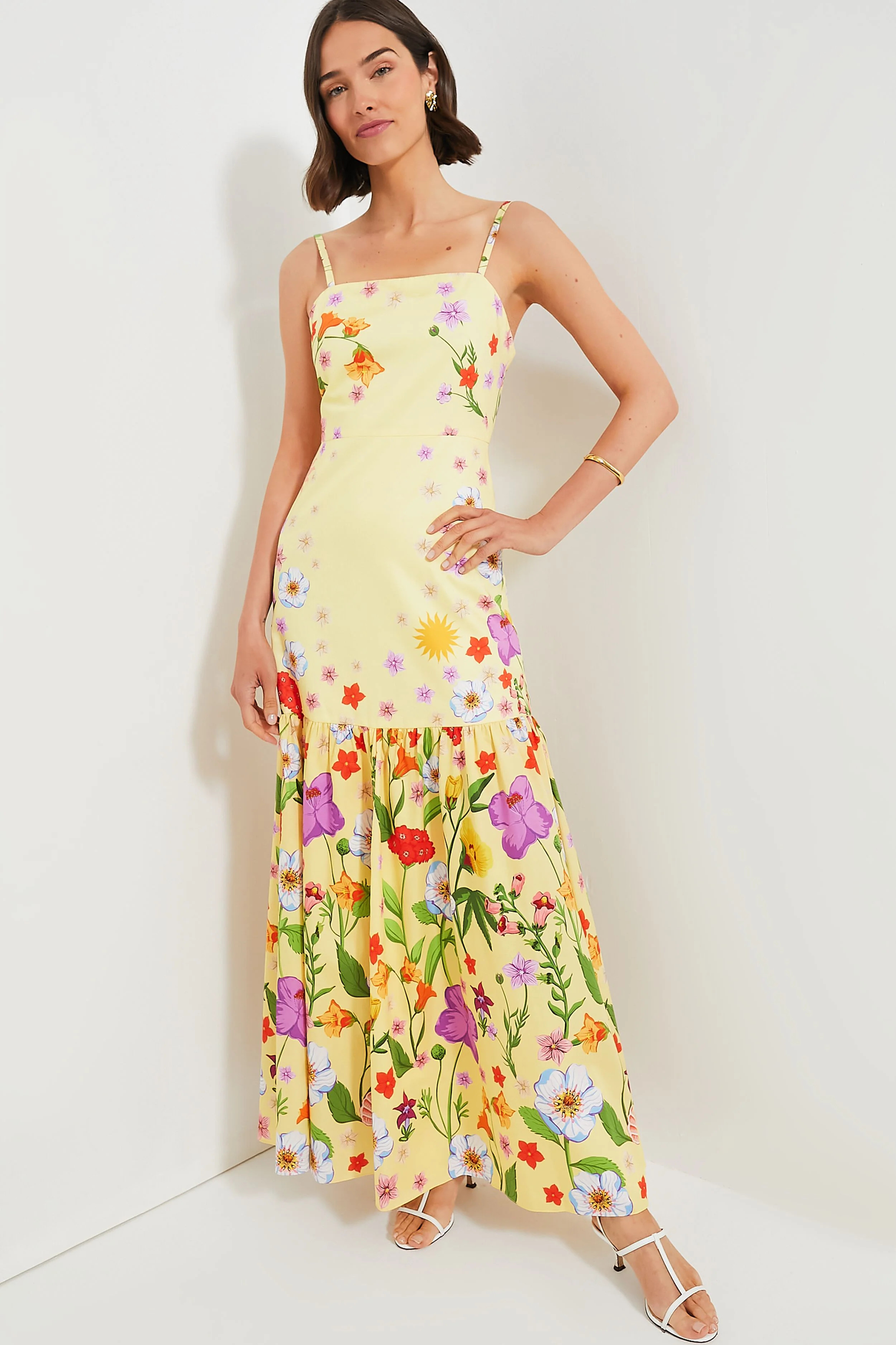 Terrazo Flower Yellow Cordiela Maxi Dress | Tuckernuck (US)