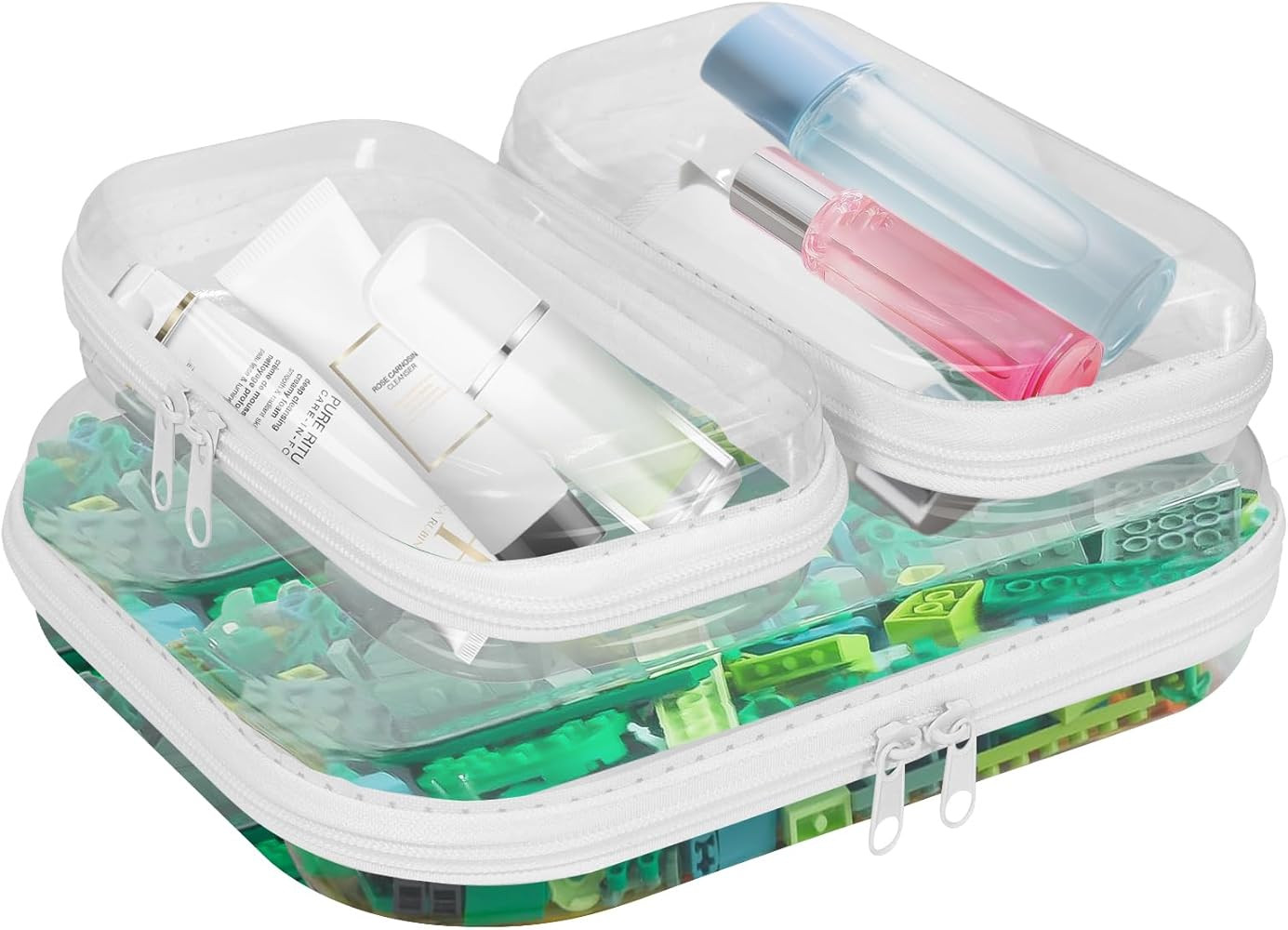 Clear Hard Shell Zipper Cases(3 Packs), Plastic Hard Sided Zippers Pouches Clear Hardshell Pencil... | Amazon (US)