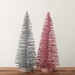 Silver and Pink Glittered Bottle Brush Tree Set | Walmart (US)