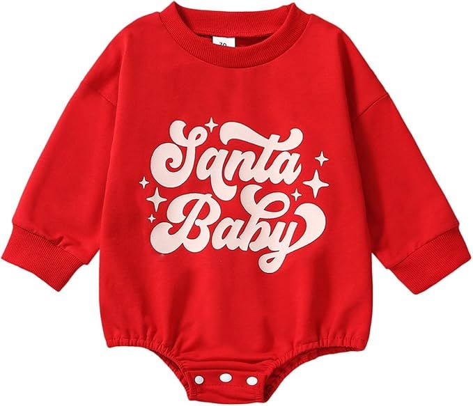 MERSARIPHY Baby Christmas Clothes Baby Boy Girl Sweatshirt Romper Santa Baby Romper Tops Fall Win... | Amazon (US)