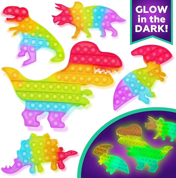 (5 Pack) Dinosaur Toys Fidget Pop It Poppers Toy for Kids 3-5 5-7 Sensory Autistic Children Easte... | Amazon (US)