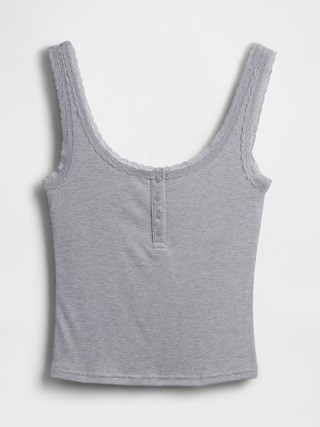 Mini Rib Lace Henley PJ Tank Top | Gap (US)