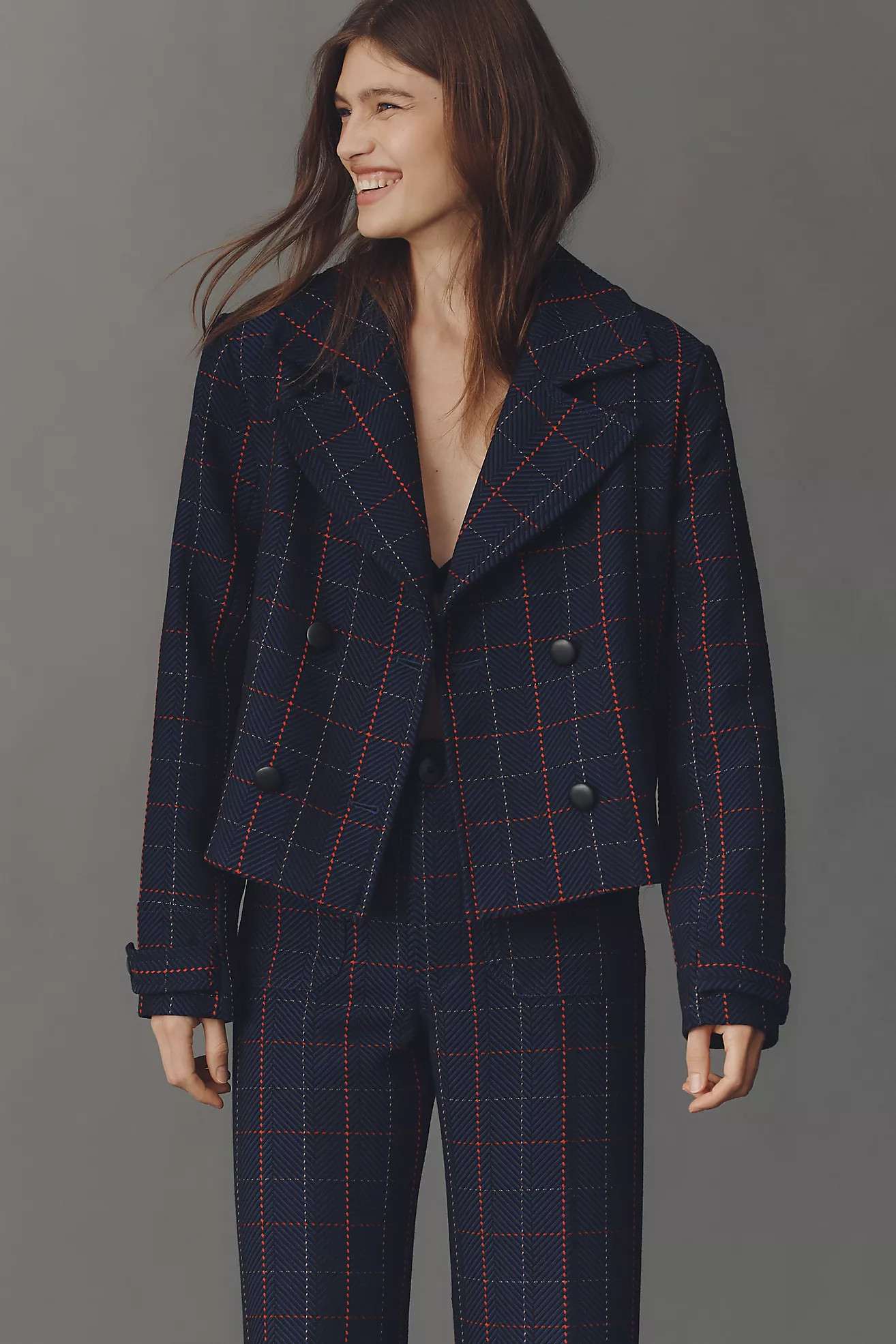 @merricksart x Maeve Plaid Crop Blazer | Anthropologie (US)