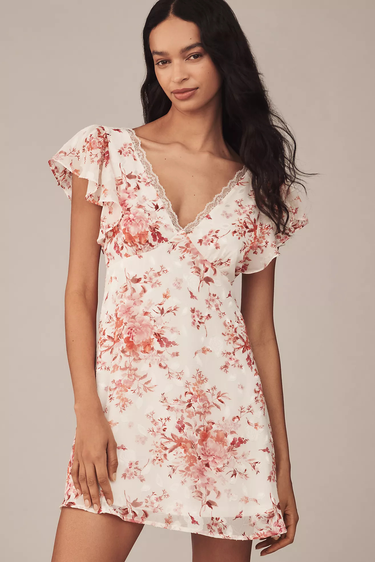 En Elly Lace-Trim Mini Slip Dress | Anthropologie (US)
