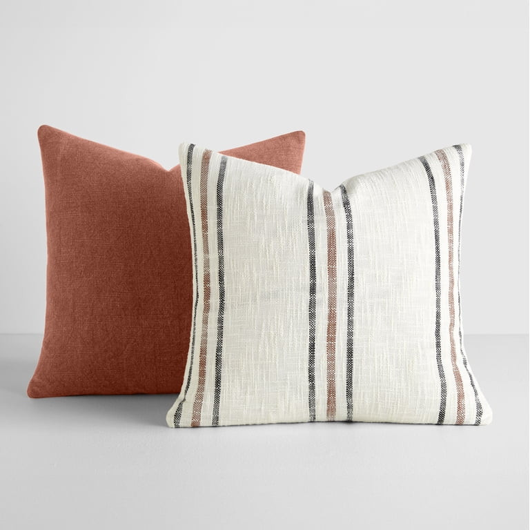 2-Pack Decor Throw Pillows in Yarn-Dyed Framed Stripe / Solid Patterns by Comfort Canopy | Walmart (US)