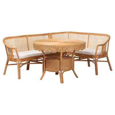 bali & pari Ceona 3  Piece Natural Rattan Dining Nook Set Light Honey | Target