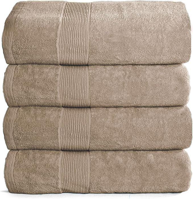 Elvana Home 4 Pack Bath Towel Set 27x54, 100% Ring Spun Cotton, Ultra Soft Highly Absorbent Machi... | Amazon (US)