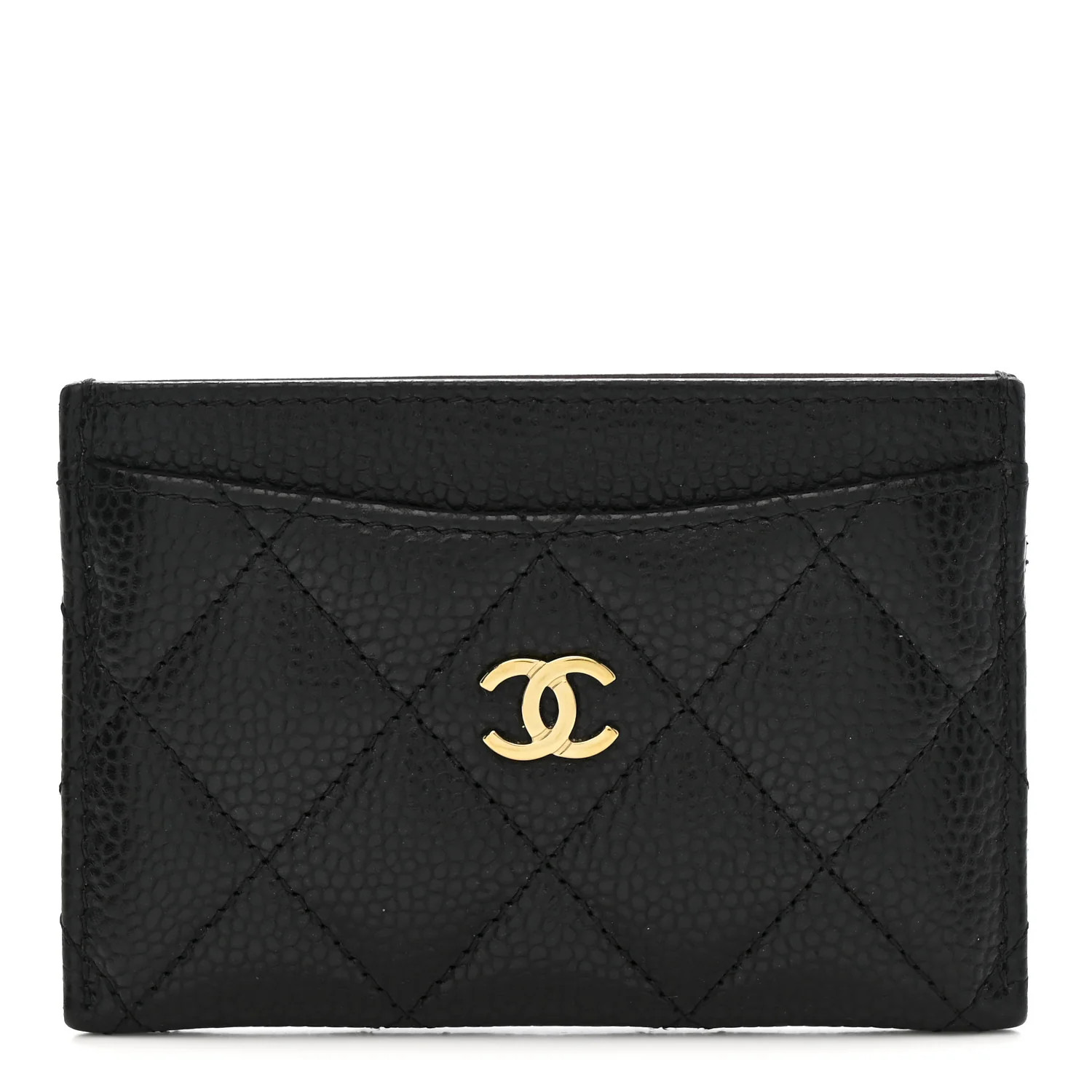 Caviar Quilted Card Holder Black | FASHIONPHILE (US)