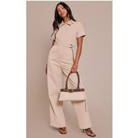 Stone Utility Belt Trim Detail Straight Leg Jumpsuit | PrettyLittleThing US