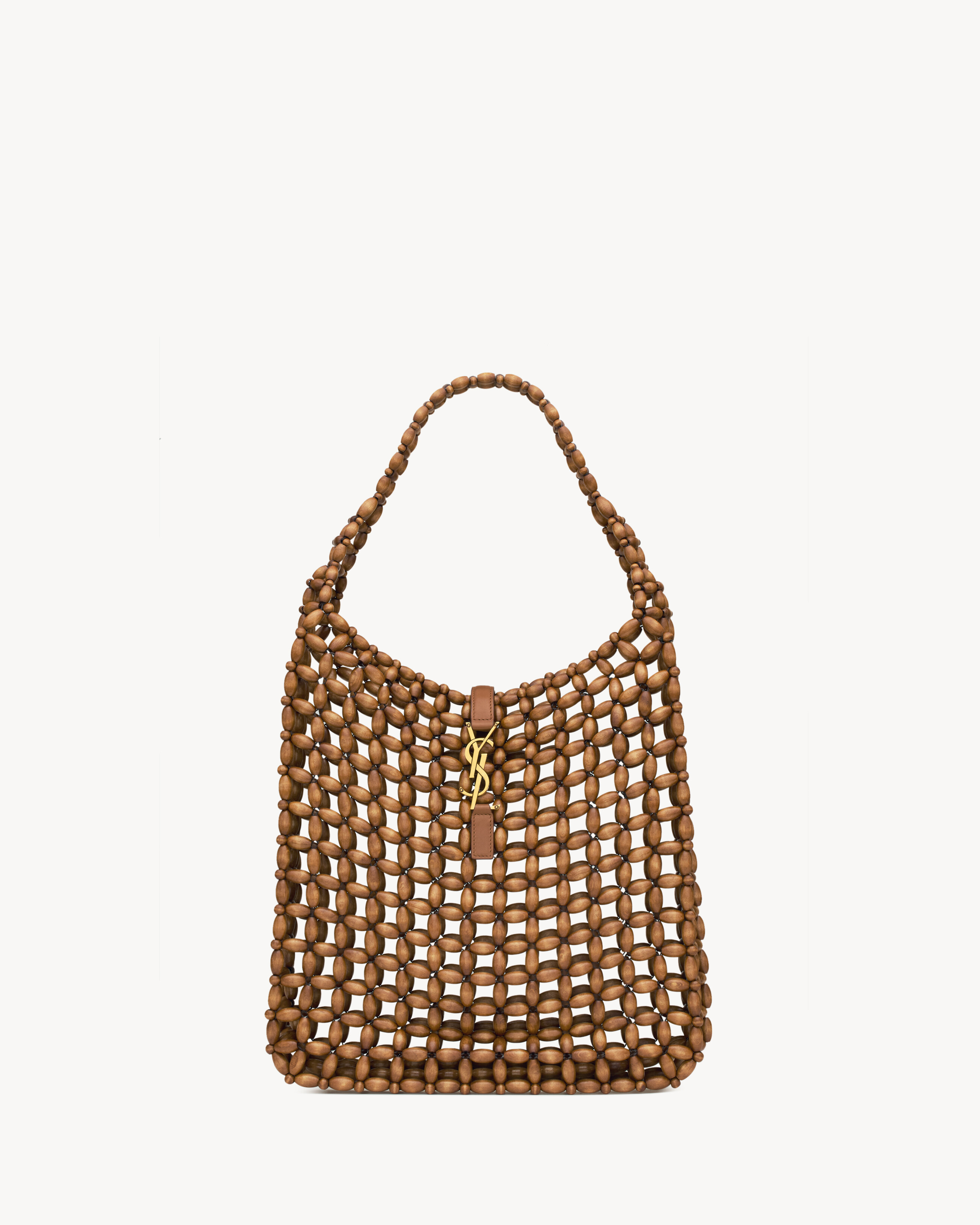 Le 5 À 7 Large In Wood Beads Beige One Size | Saint Laurent Inc. (Global)