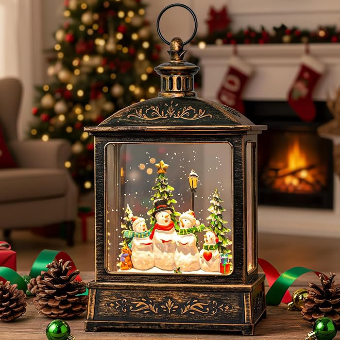 12.5'' Christmas Snow Globe Lantern Lighted Snowman Choir Musical Snowmen Carolers Water Lantern ... | Amazon (US)