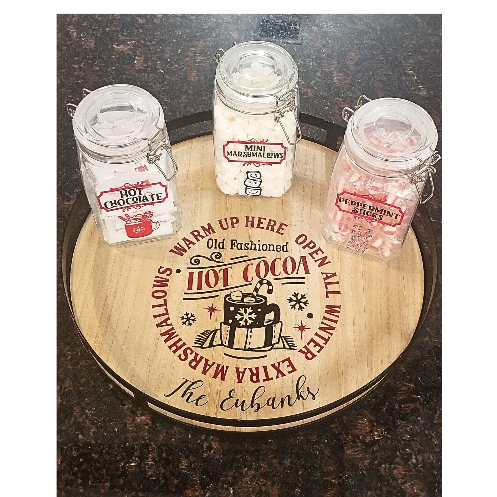 Personalized Hot Cocoa Tray and Jar Set, Custom Hot Chocolate Bar with Name, Hot Chocolate Statio... | Etsy (US)