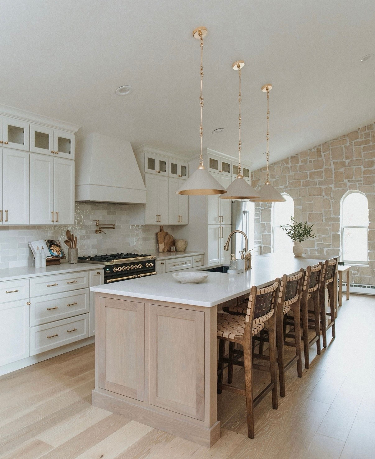 Our most asked about pendant lights and woven bar stools. Linking affordable dupes! We love how they look in this stunning neutral kitchen. 

#LTKHome #LTKStyleTip #LTKSaleAlert