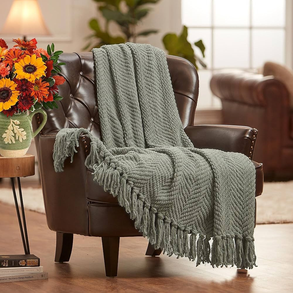 Chanasya Textured Knit Throw Blanket with Tassels - Soft, Cozy Blanket for Couch, Bed, Living Roo... | Amazon (US)
