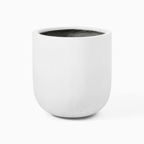 Radius Fiberstone Indoor/Outdoor Planter, Medium, 15.7""D x 17""H, White | West Elm (US)