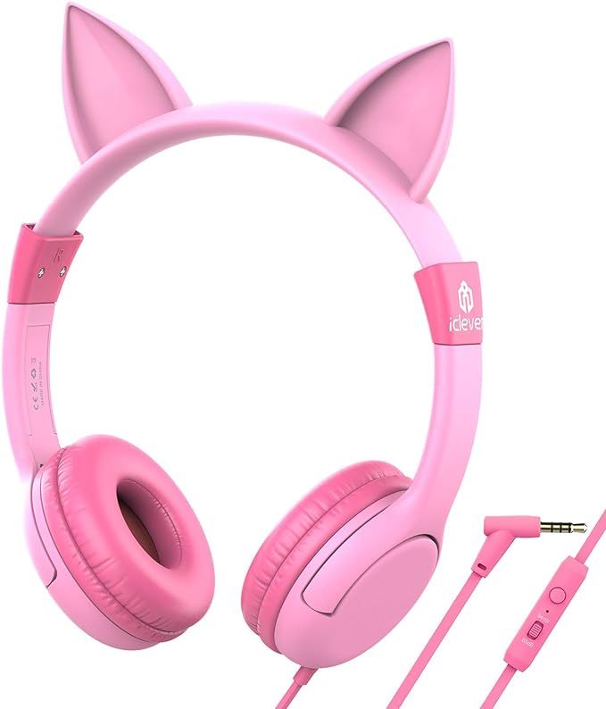 iClever HS01 Kids Headphones with Mic, Food Grade Safe Volume Limited 85/94dB, Cat Ear Headphones... | Amazon (US)