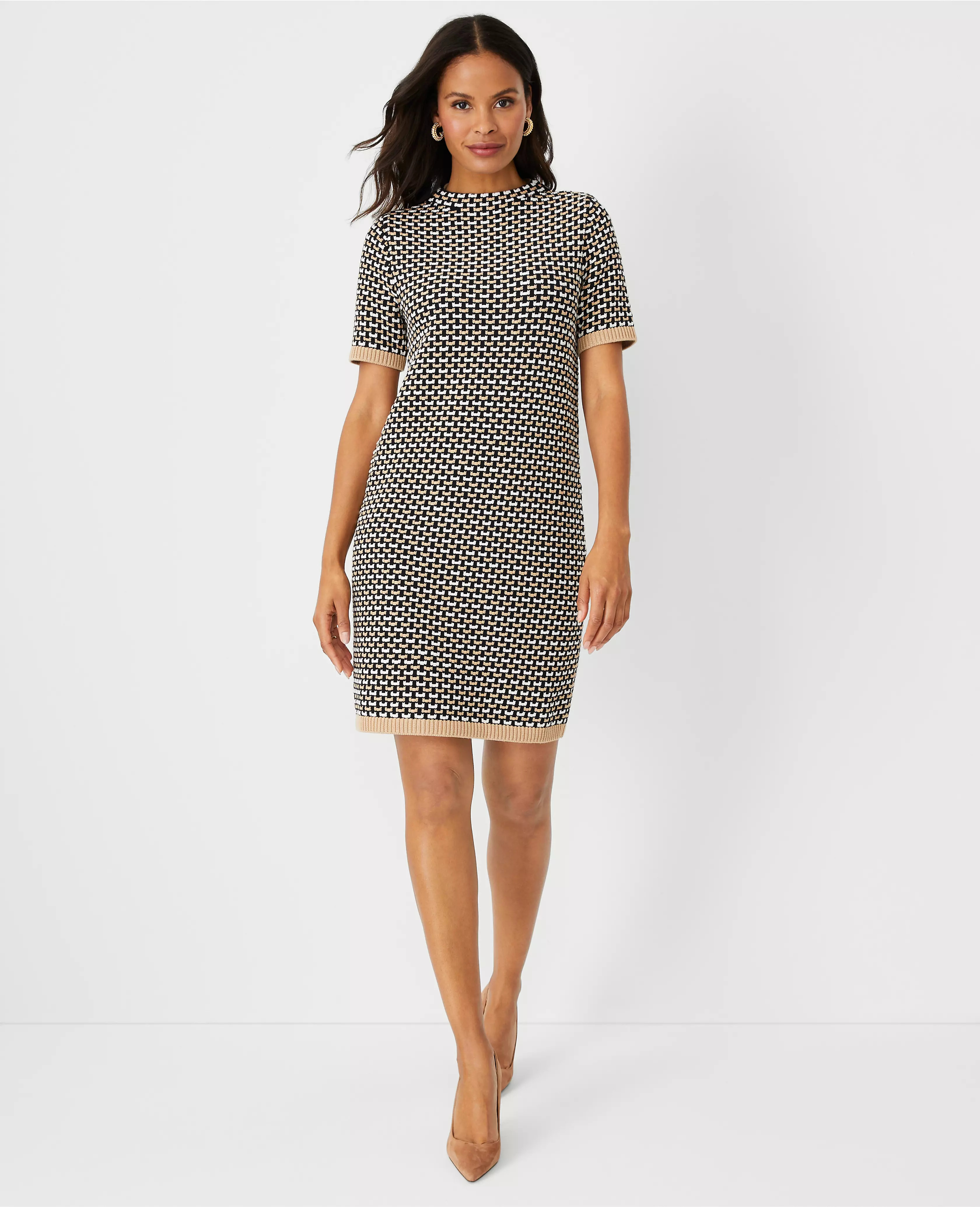 Geo Stitch Sweater Shift Dress | Ann Taylor (US)