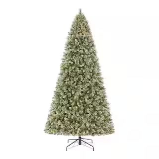 12 ft. Pre-Lit LED Sparkling Amelia Frosted Pine Artificial Christmas Tree | The Home Depot