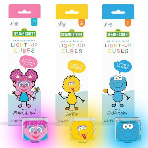 Glo Pals x Sesame Street Water-Activated Light-Up Cubes Bundle for Sensory Play - 12 Packs (Easy as A,B,C – Abby Cadabby, Big Bird + Cookie Monster) | Amazon (US)