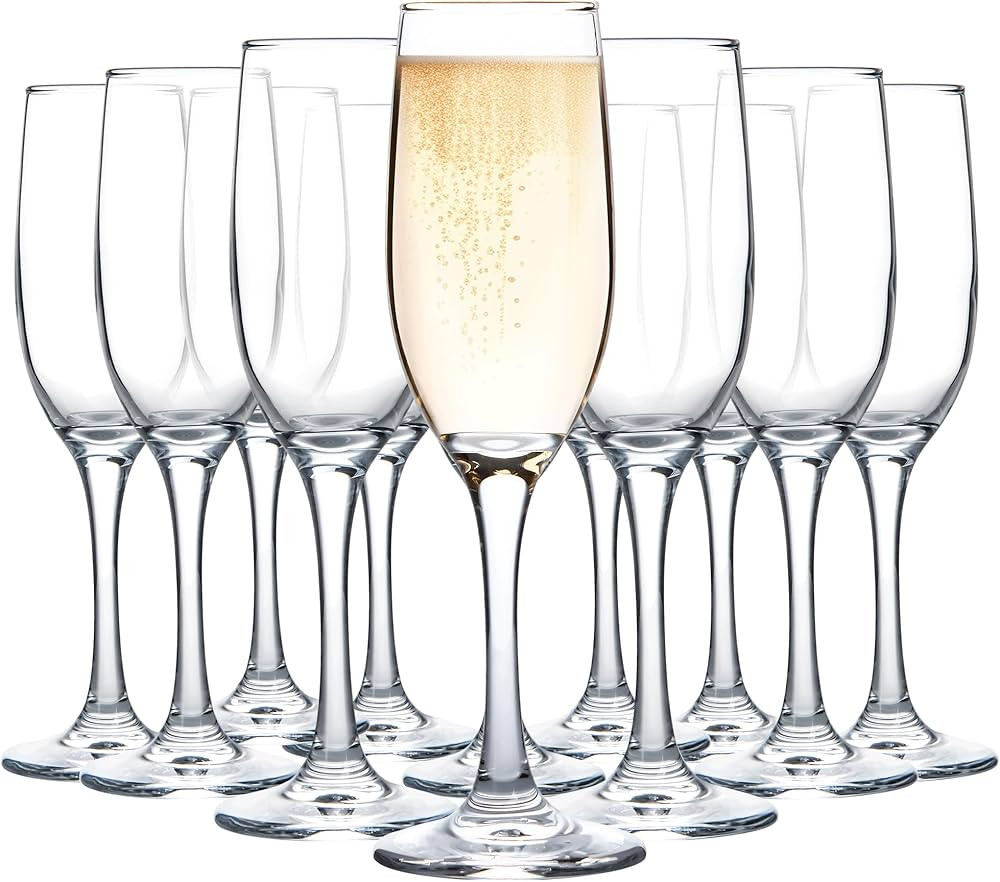 Champagne Glasses, Set of 12 Champagne Flutes with Classic Shape, Long stem Sparkling Wine glasse... | Amazon (US)