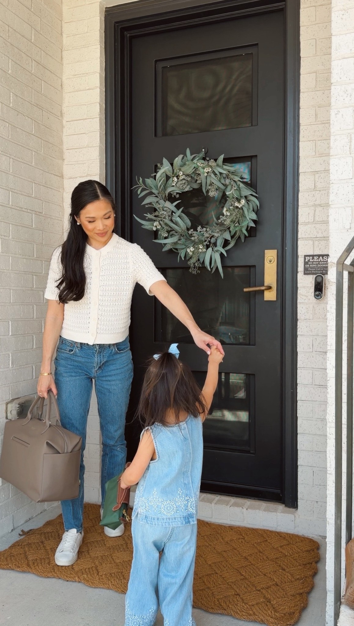 Spring Mommy and Me outfits on sale for 25% off! Love this spring short sleeve cardigan because it’s nursing and pumping friendly. Wearing size XS and sized up one size in the modern skinny jeans for postpartum. Em is wearing the cutest cotton denim set! 

#LTKmomlife #LTKKids