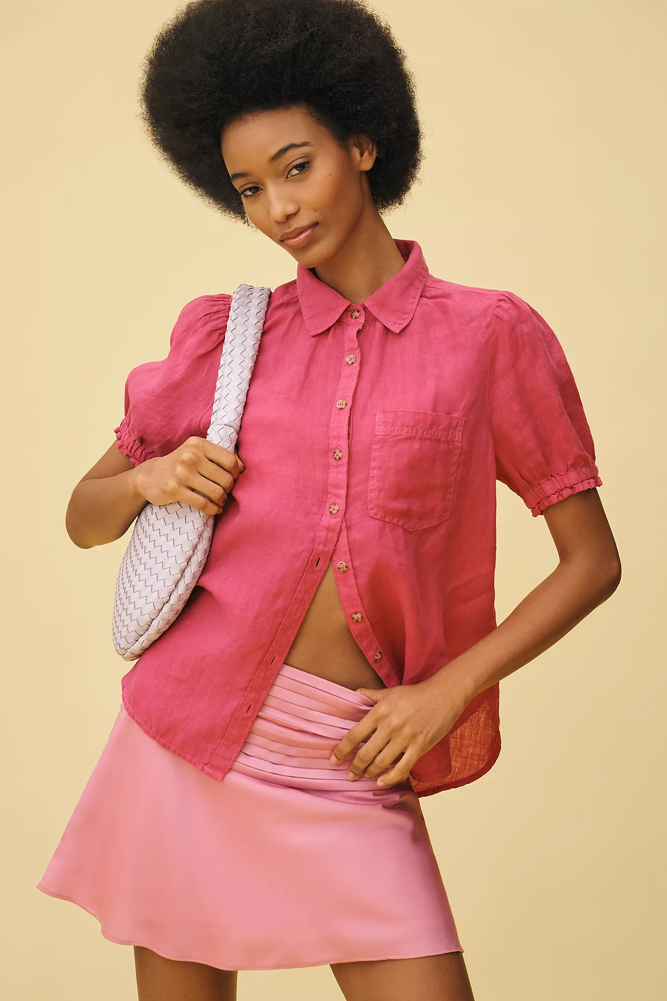 The Aly Puff-Sleeve Blouse by Pilcro: Linen Edition | Anthropologie (US)