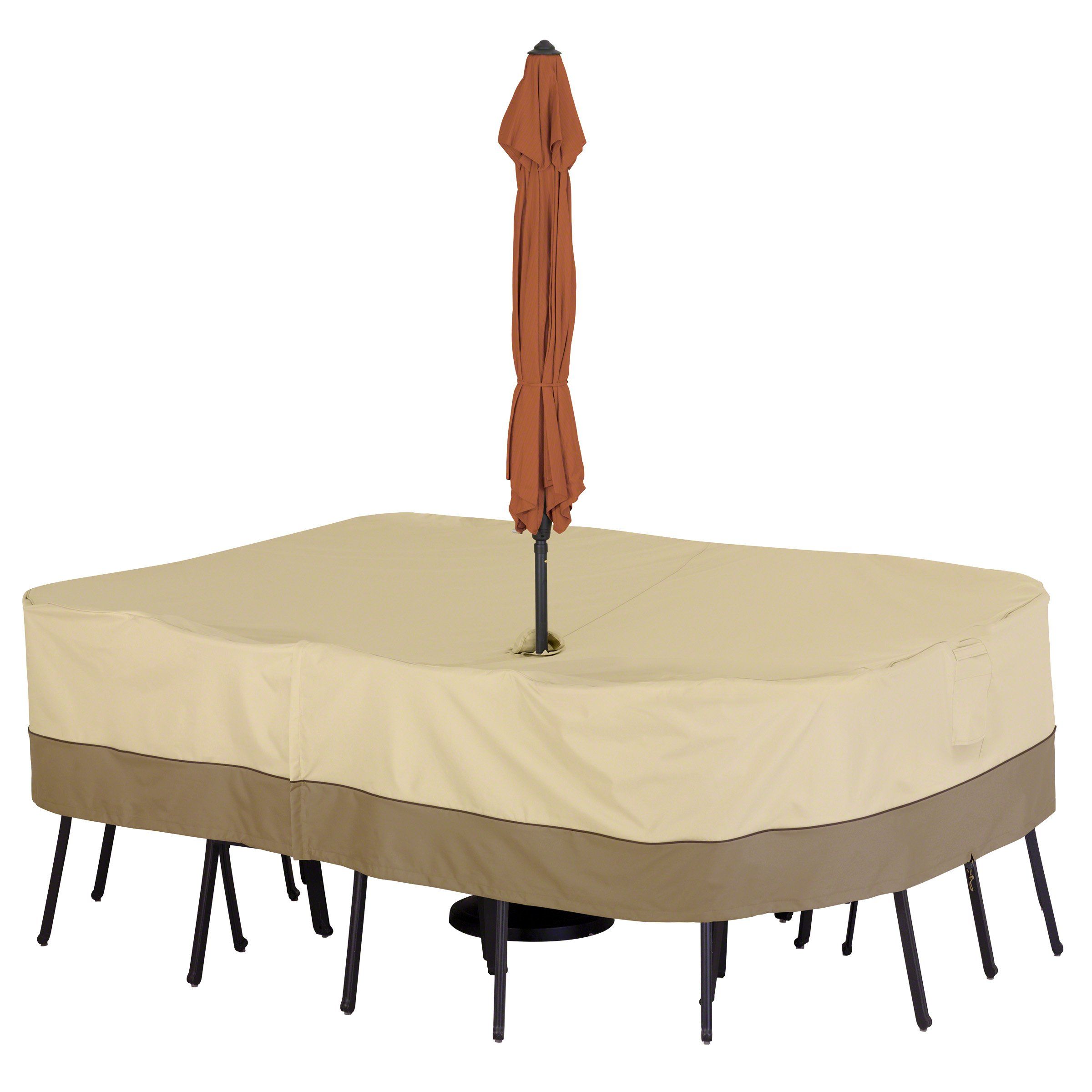 Classic Accessories Veranda Patio Table Cover with Umbrella Hole Pebble/Large/Rectangular/Oval, Outd | Amazon (US)
