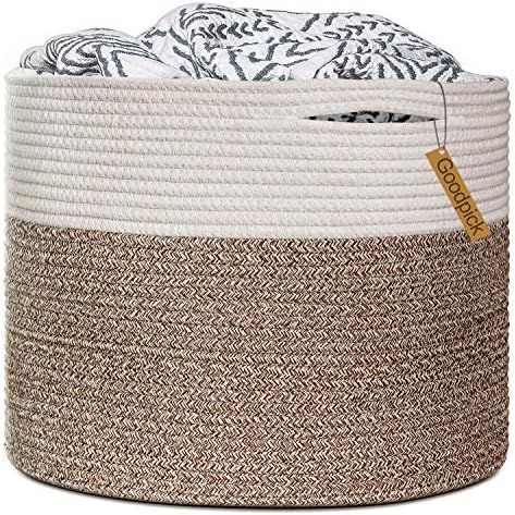 Goodpick Large Cotton Rope Basket 15.8"x15.8"x13.8"-Baby Laundry Basket Woven Blanket Basket Nurs... | Amazon (US)