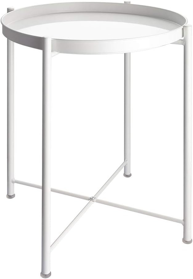 EKNITEY End Table,Folding Metal Side Table Waterproof Small Coffee Table Sofa Side Table with Rem... | Amazon (US)
