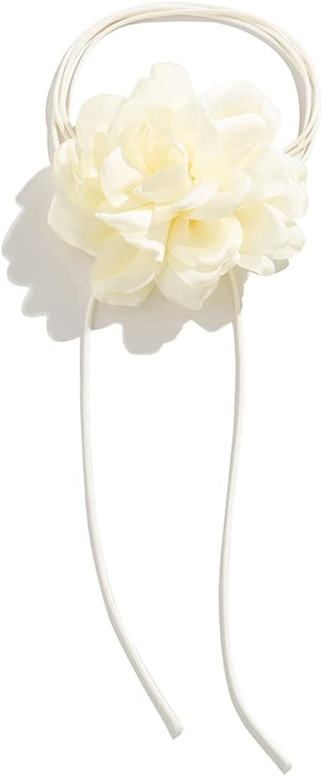 GYRMMUE Vintage Flower Choker Necklace Fashion Big Flower Necklace Pink/Yellow/Black/White Camell... | Amazon (US)