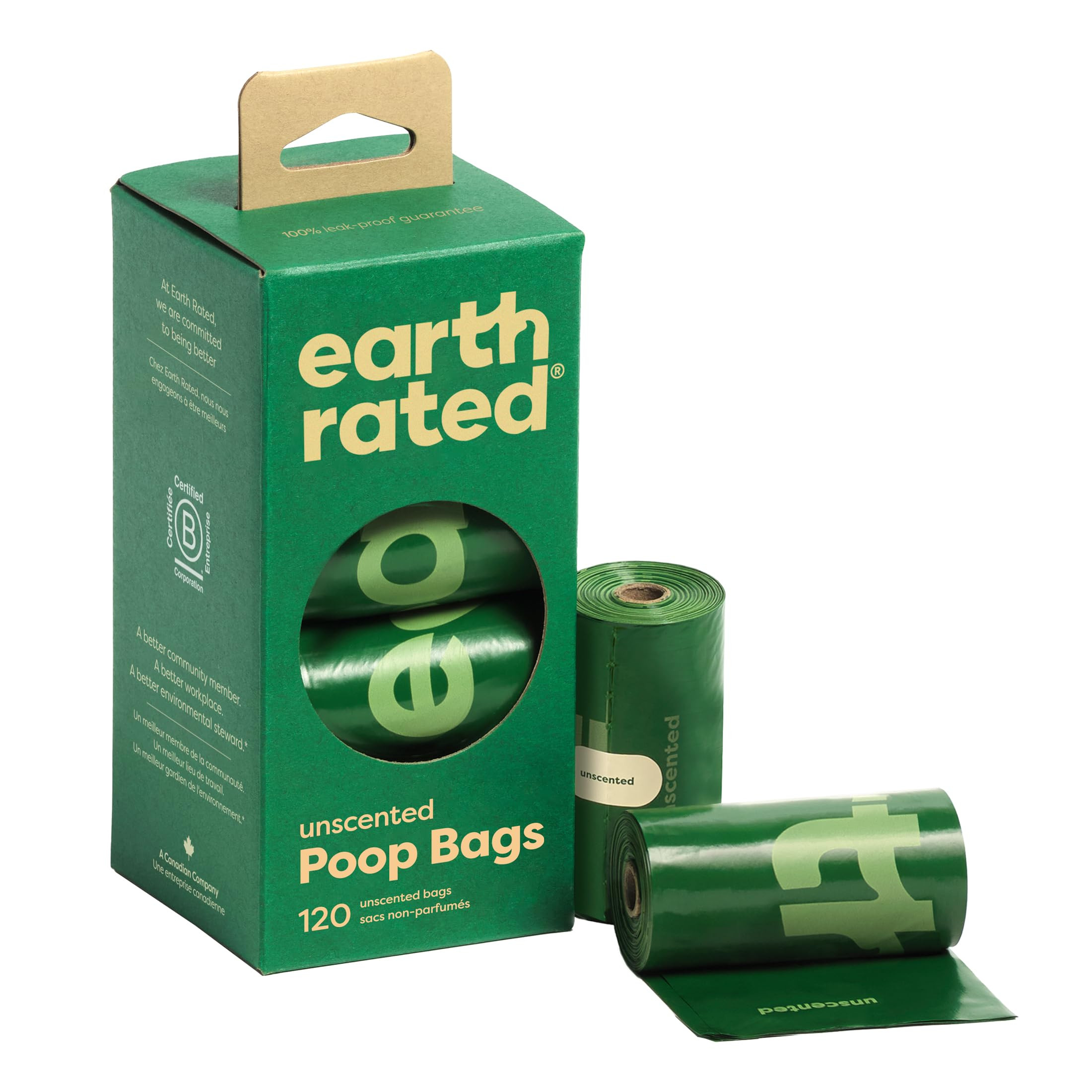 Earth Rated Poop Bags for Dogs Guaranteed Leak Proof and Extra Thick Waste Bag Refill Rolls, Unsc... | Amazon (US)