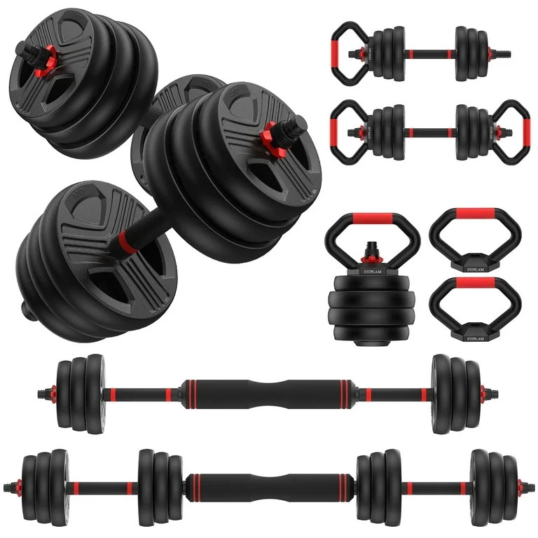 Adjustable Dumbbells, 55lbs Free Weight Set with Connector, 5 in1 Dumbbells Set as Barbell, Kettl... | Walmart (US)