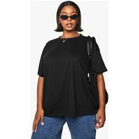 boohoo Women's Basics Plus Super Oversized Crew Neck Basic Cotton T-Shirt in Black | Size: 18 | Cotton/BCI Cotton | boohoo (US & Canada)