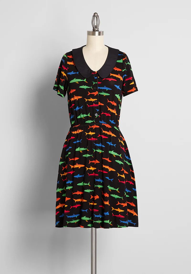 Sweet Shiver of Sharks Collared Dress | ModCloth