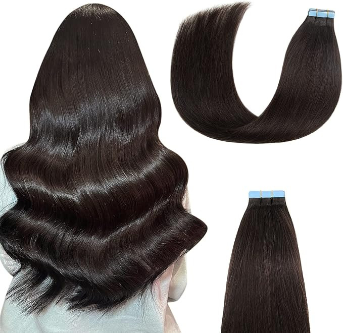 AGMITY Tape in Hair Extensions 100% Real Human Hair Off Black 18 inches 20pcs 50Gram Invisible St... | Amazon (UK)