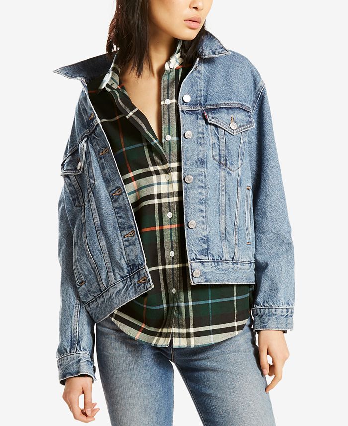 Women's Ex-Boyfriend Cotton Denim Trucker Jacket | Macys (US)