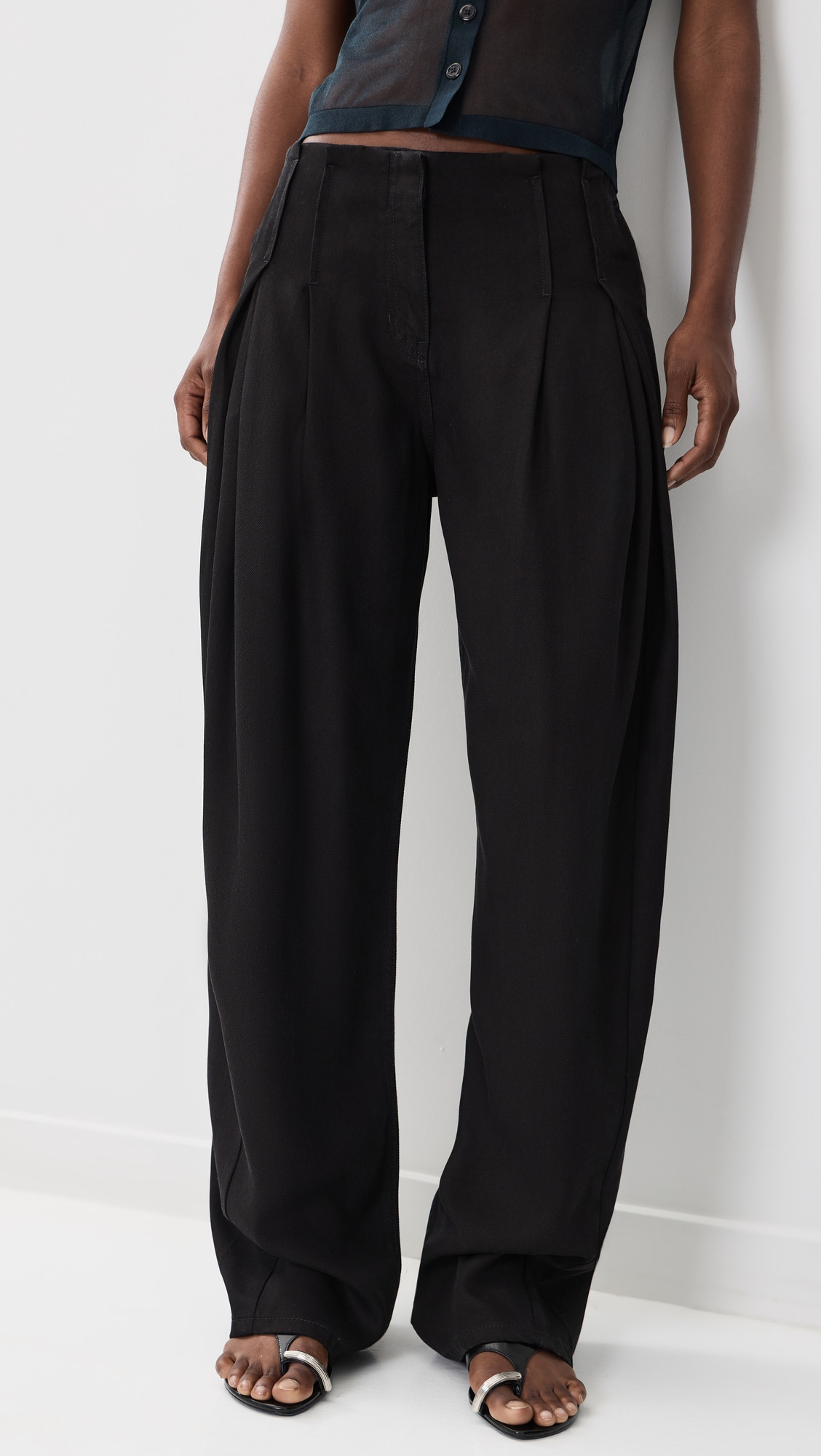 IRO Flowy Pleated Trousers Rinsed Black 38 | Shopbop