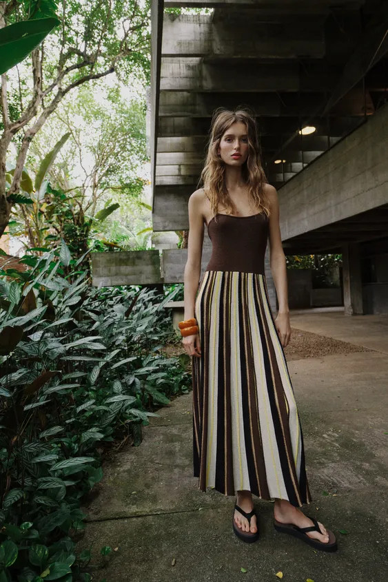 RUSTIC STRIPED DRESS | Zara UK