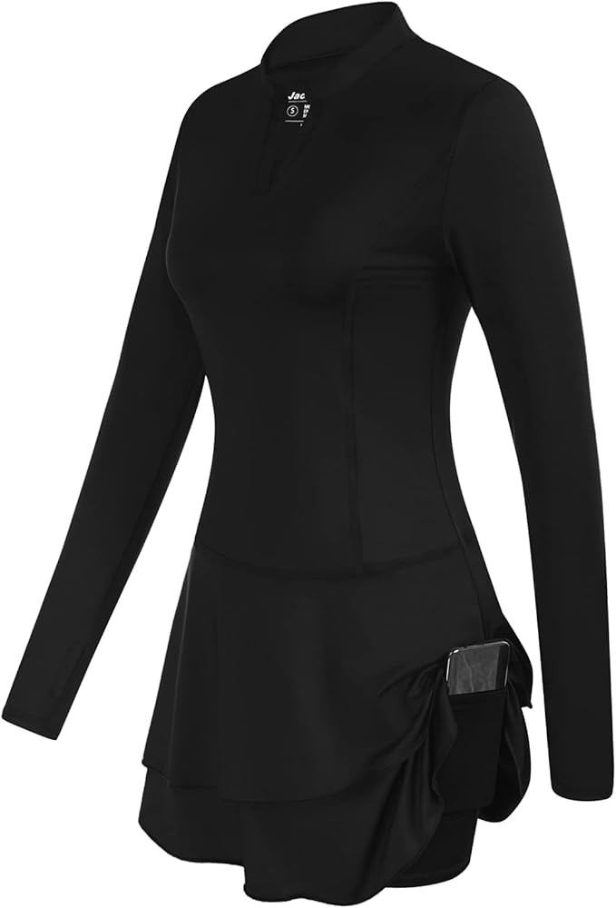 JACK SMITH Women Athletic Dresses with Shorts Long Sleeve Golf Tennis Dress Pockets with Thumb Ho... | Amazon (US)