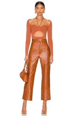 Bardot Croc Vegan Leather Pant in Tan Croc from Revolve.com | Revolve Clothing (Global)