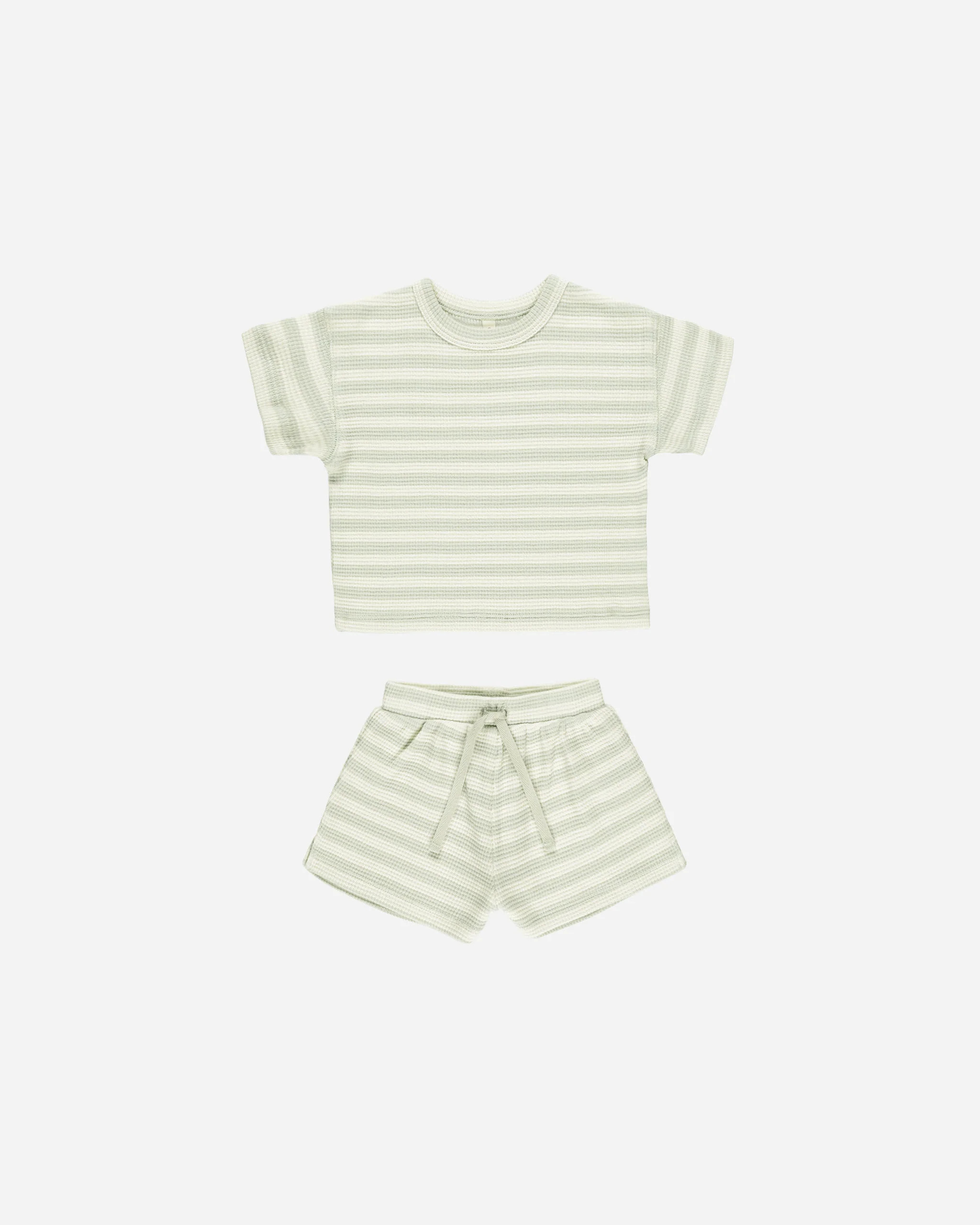 Waffle Tee + Short Set || Mint Stripe | Rylee + Cru
