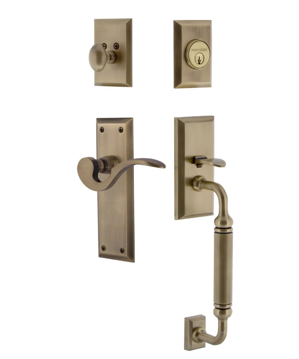 Nostalgic Warehouse New York Plate C Grip Handleset with Single Cylinder Deadbolt and Manor Lever | Wayfair North America