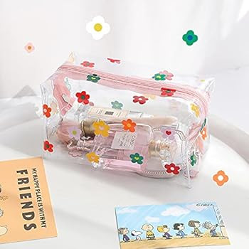 UUYYEO Clear Flowers Makeup Bags Cosmetic Bag Travel Wash Bag Toiletry Storage Pouch Pencil Case for | Amazon (US)